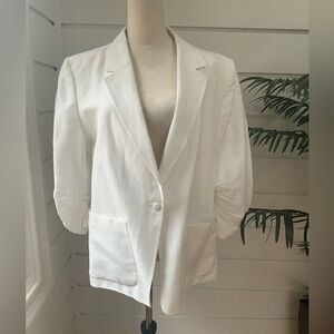 Plus Size Calvin Klein Classic Linen Blend Winter White Blazer Size 16